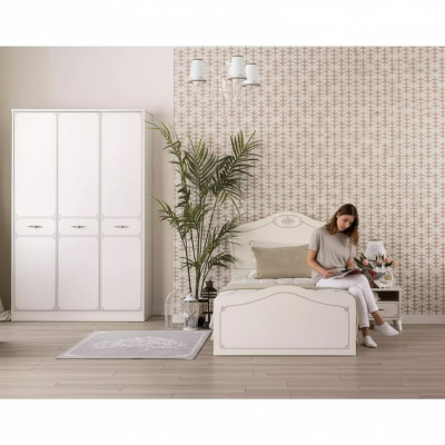Komplette Jugendbett Funktionsbett Ausziehbares Set 3tlg Holz Weiß