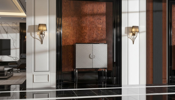 Barschrank Schrank Bar Holzschrank Grau Holz Wohnzimmer Getränke Luxus