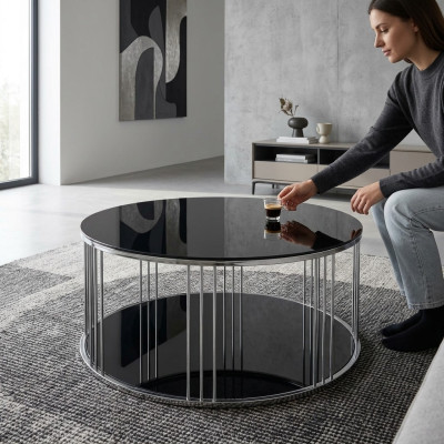Couchtisch Möbel Luxus neuschwarz Modern Wohnzimmer Design Edelstahl