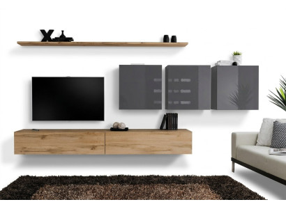 Braun Wohnwand Wohnzimmer Wandschrank Wand Regal Schrank Designer Einrichtung