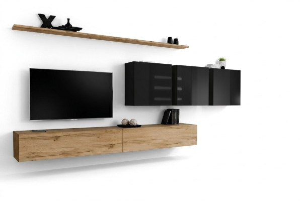 Design Wohnwand Braun Sideboard TV-Ständer Wandschrank Wohnzimmermöbel Komplett