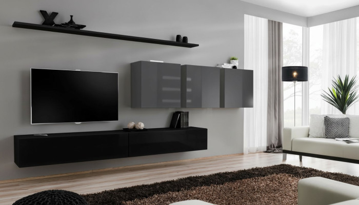 Design Wohnwand TV-Ständer 3x Wandschrank TV-Ständer Lowboard Einrichtung 7 tlg