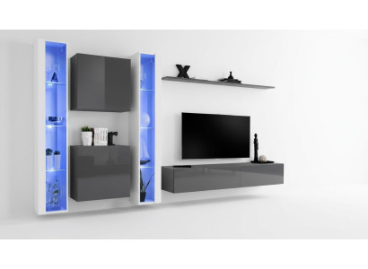 Wohnzimmer Einrichtung Grau Wandschrank Hänge Vitrine Luxus Einrichtung Modern