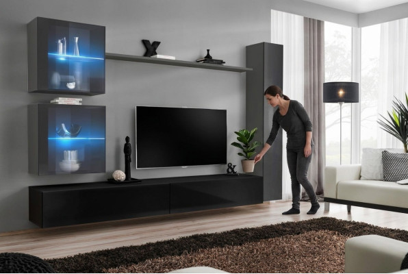Wohnzimmer Set 6tlg Luxus Wohnwand Möbel Designer 3x Wandschrank TV Ständer