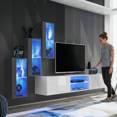 Luxus Möbel Designer Wohnwand TV-Ständer 3x Wandschrank Sideboard Holzmöbel