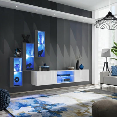 Luxus Möbel Designer Wohnwand TV-Ständer 3x Wandschrank Sideboard Holzmöbel