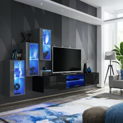 Wohnwand Wohnzimmermöbel Holz Wandschrank Sideboard TV-Ständer Luxus Garnitur