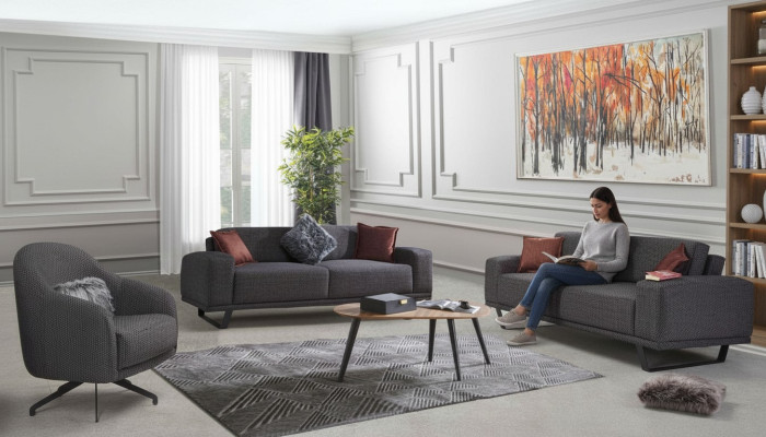 Luxus Wohnzimmer set Besteht aus 3tlg. Schwarzer Farbe Design Sofa set