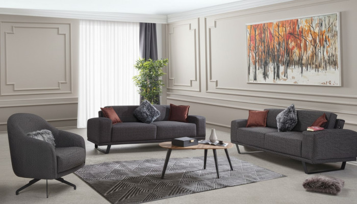 Luxus Wohnzimmer set Besteht aus 3tlg. Schwarzer Farbe Design Sofa set