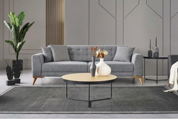 Modern Dreisitzer Sofa Grau Couchen luxus Möbel im Wohnzimmer 223cm