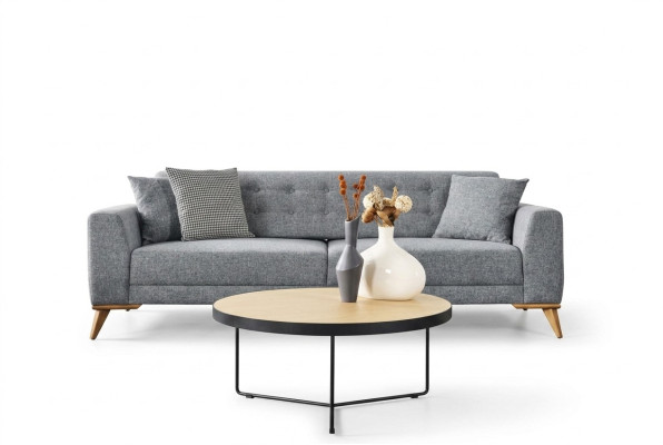 Modern Dreisitzer Sofa Grau Couchen luxus Möbel im Wohnzimmer 223cm