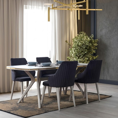 Moderne 7tlg. Esszimmer Garnitur Set Tisch 6x Stühle Moderne Essgarnitur Sets