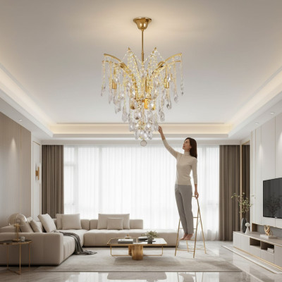 Kristall Kronleuchter Deckenlampe Lampe Leuchten Metall Deckenleuchte