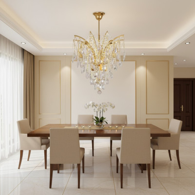 Kristall Kronleuchter Deckenlampe Lampe Leuchten Metall Deckenleuchte