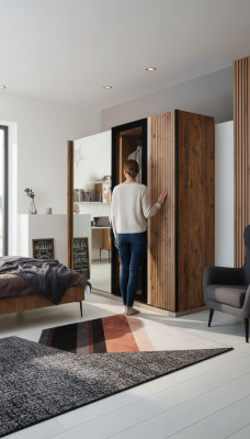 Moderner Kleiderschrank Luxus Holz Schränke Glas stilvolle Schlafzimer