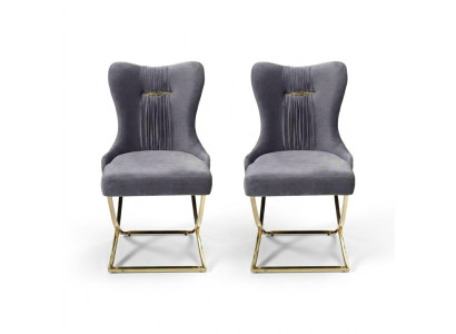 Esszimmer 2x Stühle Luxus Sessel Stuhl Grau Lehnstuhl Wohnzimmer Möbel Neu
