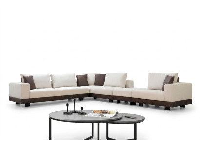Wohnzimmer Ecksofa Luxus L-Form Couch Textil Möbel Holzgestell Stilvoll