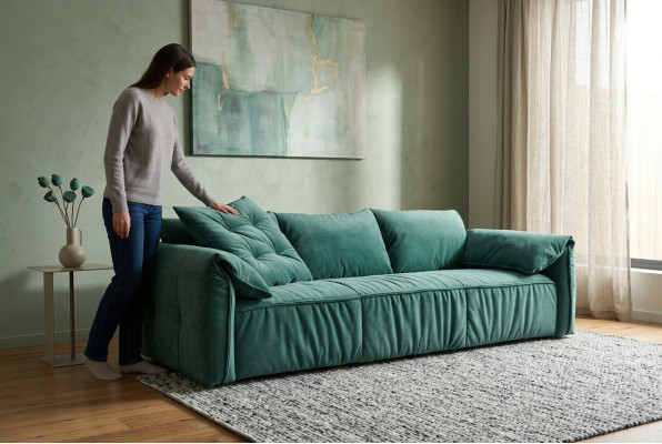 Designer Blaues Sofa 3-Sitzer Couch Wohnzimmer Sitz Möbel Textil Sofas