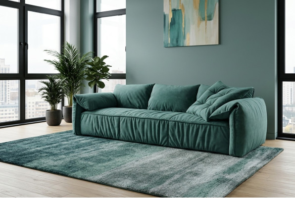 Designer Blaues Sofa 3-Sitzer Couch Wohnzimmer Sitz Möbel Textil Sofas