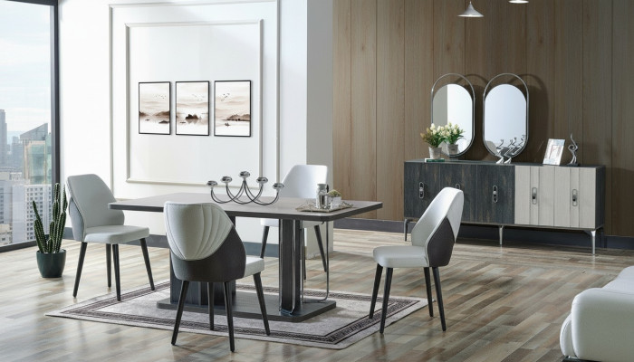 Luxus Esszimmer Set Esstisch 6x Stühle Anrichte Essgruppen Essgruppe 8 tlg