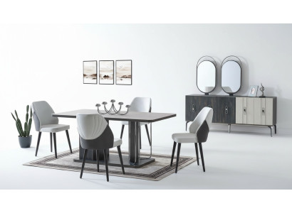 Luxus Esszimmer Set Esstisch 6x Stühle Anrichte Essgruppen Essgruppe 8 tlg