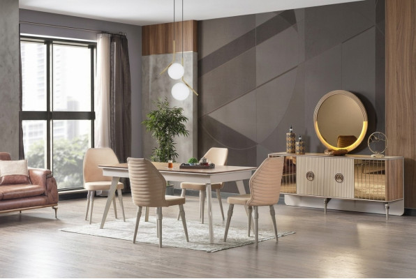 Design Esszimmer Komplett Esstisch + 6x Stühle Modern Möbel Holztisch Neu