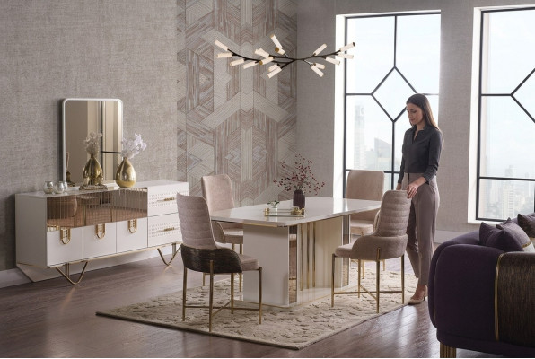 Design Esszimmer Komplett Esstisch + 6x Stühle+Sideboard Möbel Holztisch Neu