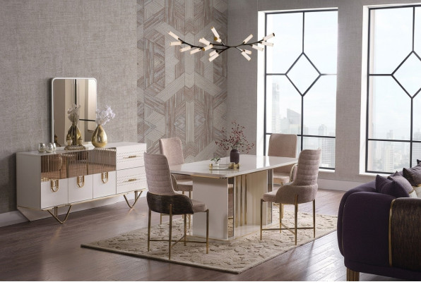 Design Esszimmer Komplett Esstisch + 6x Stühle+Sideboard Möbel Holztisch Neu