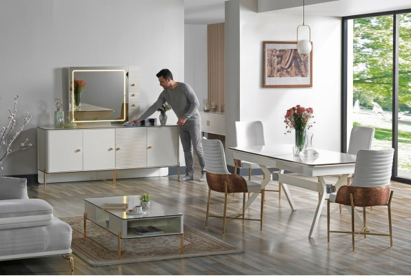 Esszimmer Set Garnitur Tisch 6x Stühle Design Modern Möbel Luxus Sideboard