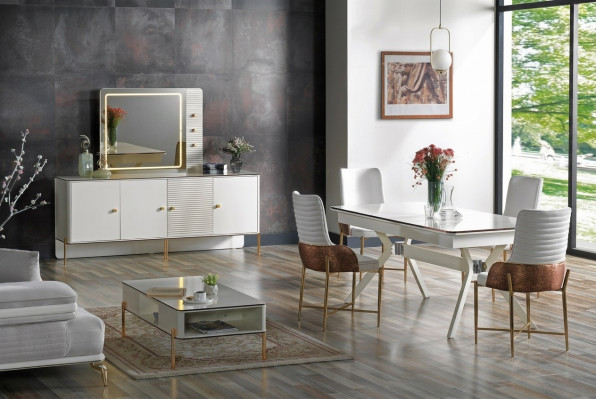 Esszimmer Set Garnitur Tisch 6x Stühle Design Modern Möbel Luxus Sideboard