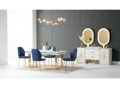 Luxuriöse Esszimmer Set Esstisch + 6x Stühle + Sideboard Essgruppen Neu 8 tlg