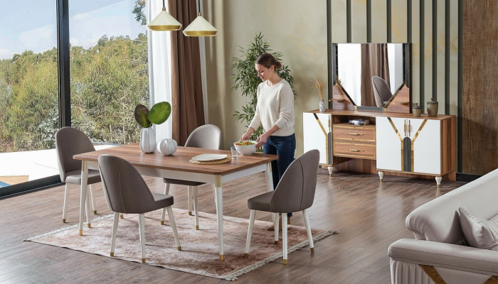 Luxuriöse Esszimmer Set Esstisch + 6x Stühle + Sideboard Neu Set 8 tlg