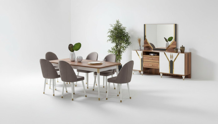 Luxuriöse Esszimmer Set Esstisch + 6x Stühle + Sideboard Neu Set 8 tlg