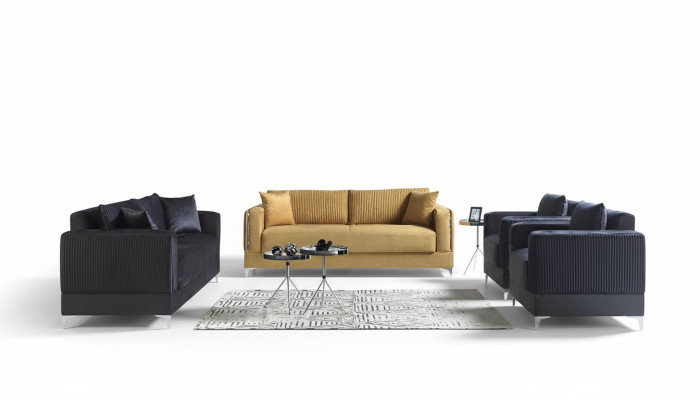 Sofagarnitur 3+2+1+1 Sitzer Textil Modern Komplett Sessel Sofa 3 Sitzer Luxus