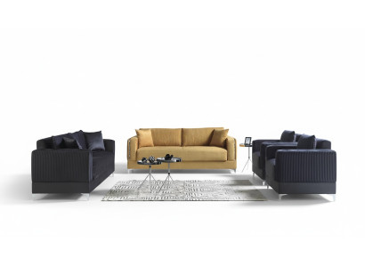 Sofagarnitur 3+2+1+1 Sitzer Textil Modern Komplett Sessel Sofa 3 Sitzer Luxus