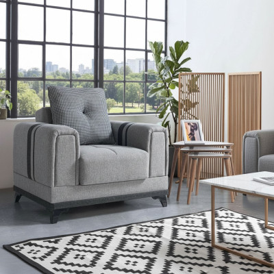 Design Sitzer Luxus Sessel Relax Textil Grau Sessel Lounge Club Moderner Luxus