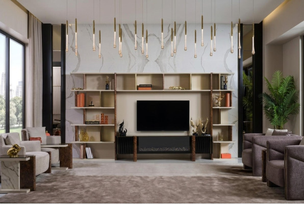 Wohnwände tv Wand Holz Modern Stil Regal Wohnzimmer Möbel Schrank rtv Ständer