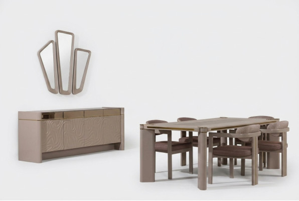 Luxus Esszimmer Set Esstisch + 6x Stühle Sideboard mit 3xSpiegel Essgruppen