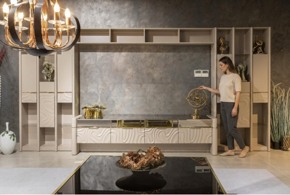 Wohnwand Designer Wohnzimmermöbel Wandschrank Wand Regal Wohnwände