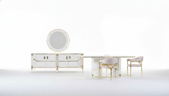 Luxus Esszimmer Set Esstisch + 6x Stühle + Anrichte Essgruppen Sideboard 8 tlg