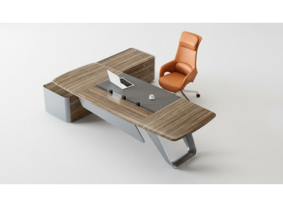 Braun-Grauer Arbeitstisch Designer Büromöbel Eckschreibtisch Holzgestell