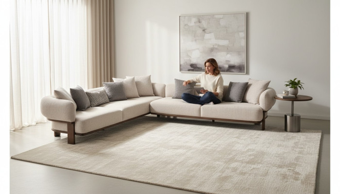 Hellbeige Moderne Sofagarnitur Wohnzimmer 2x Dreisitzer Polster Sofas