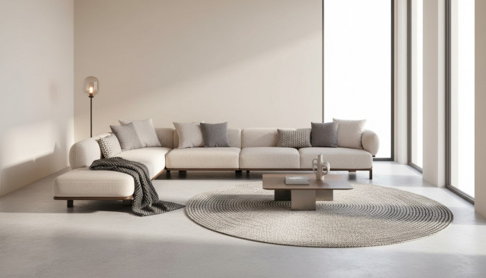 Hellbeige Moderne Sofagarnitur Wohnzimmer 2x Dreisitzer Polster Sofas