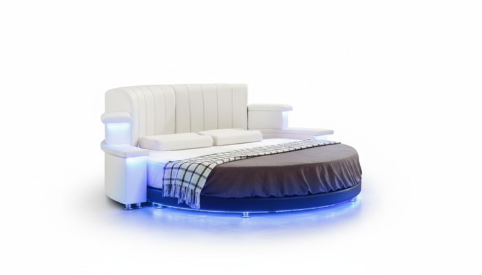 Modern rund säng med LED-belysning