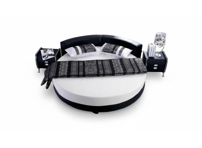 Säng modern svart med eleganta detaljer och bänk