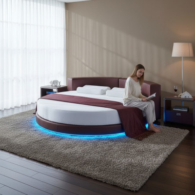 Modern Bordeaux-bänk med LED-belysning