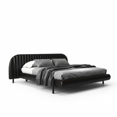 Design modern svart säng med bekväm sömn