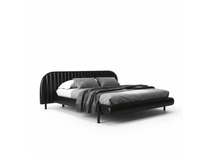 Design modern svart säng med bekväm sömn