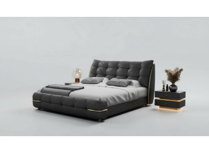 Säng modern, svart med elegant mönster