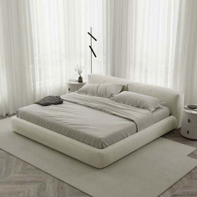Elegant grå sängram med modern design